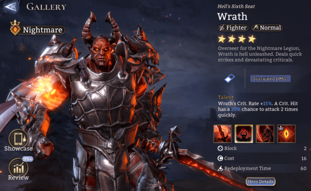 Nightmare, Wrath, Fighter, Normal, Sustained DMG, Burning, Lord Skill, Epic, 