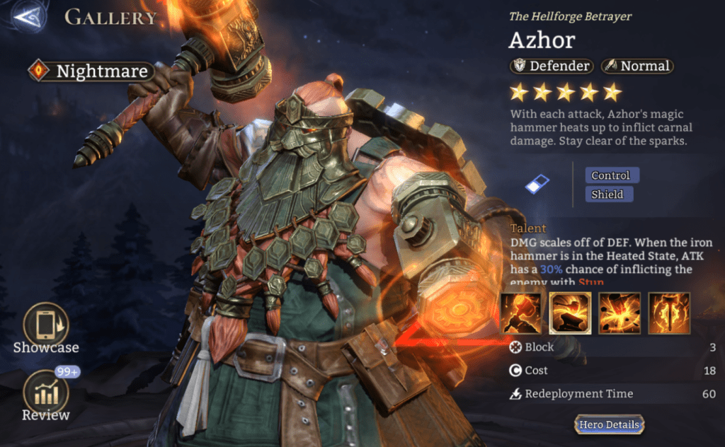 Nightmare, Azhor, Defender, Normal, Control, Shield, Stun, DMG Increase,