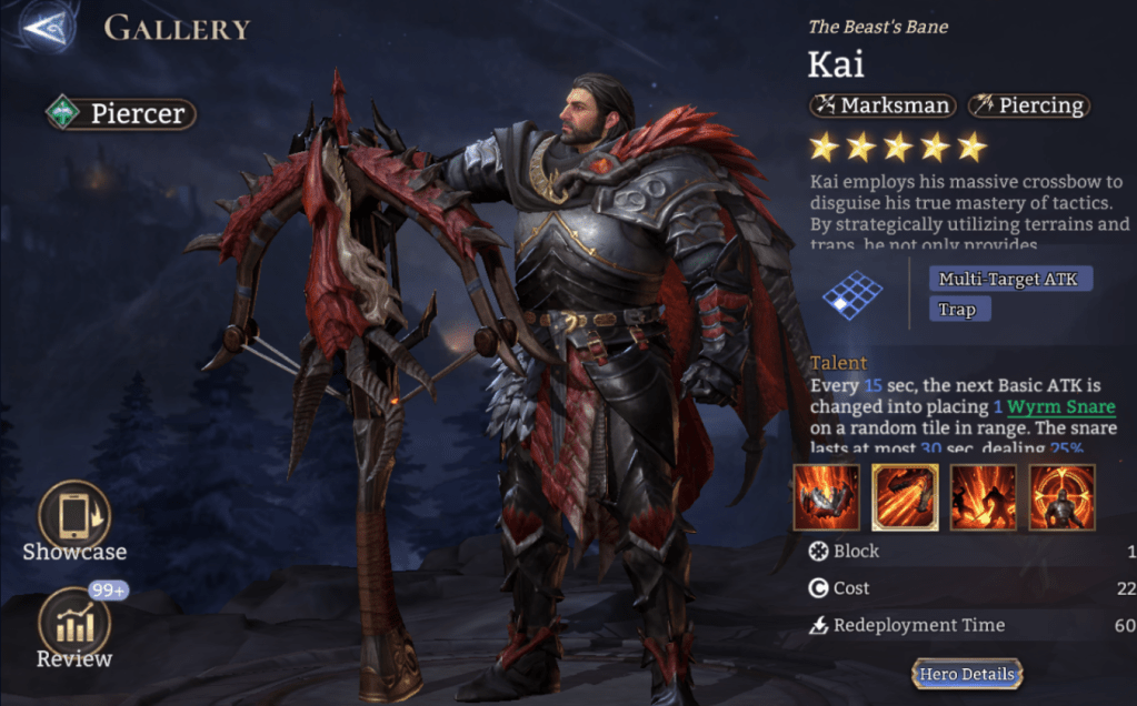 Piercer, Kai, Marksman, Piercing, Multi-Target ATK, Trap, Wyrm, Snare, Def Reduction, Burning, Legendary, Immobilizing State, 