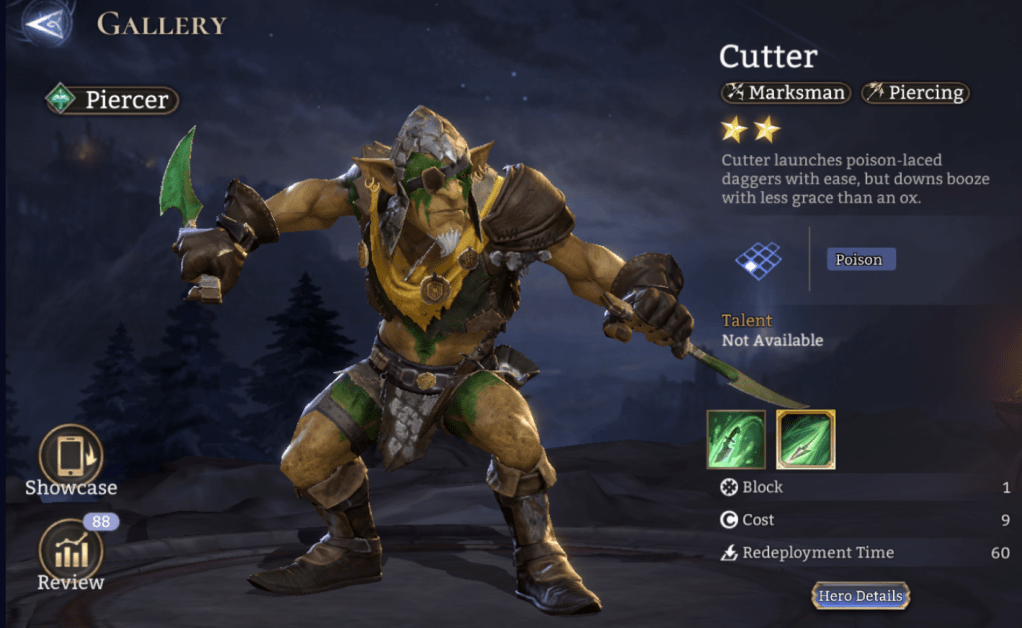 Piercer, Cutter, Marksman, Piercing, Poison, 2*, 