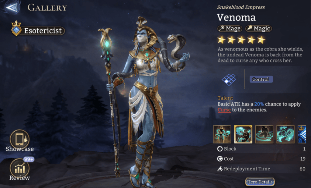 Esotericist, Venoma, Mage, Magic, Control, Curse, Hex, Lord Skill, Lord, Legendary,