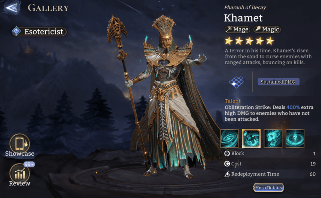 Esotericist, Khamet, Mage, Magic, Sustained DMG, Curse, Legendary, 