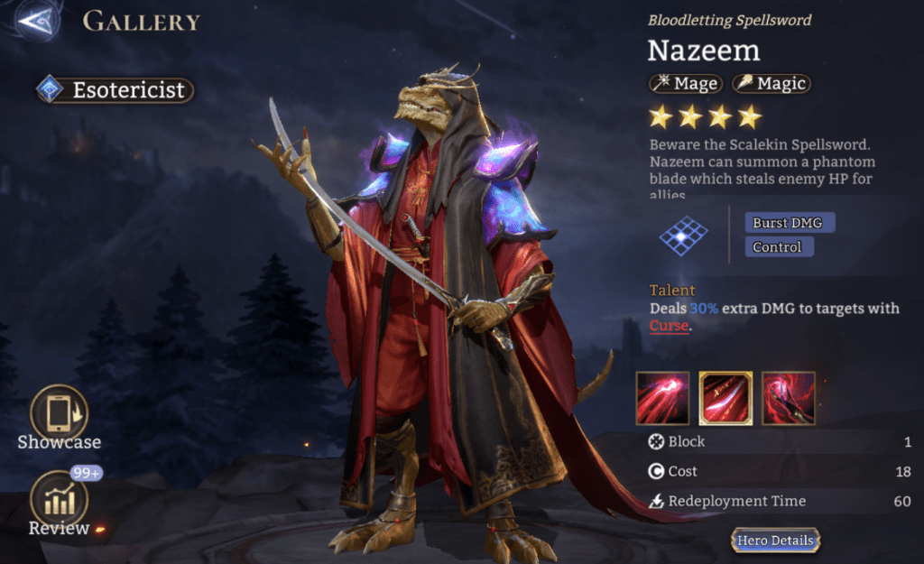 Esotericist, Nazeem, Mage, Magic, Curse, Stun, Burst DMG, Control,