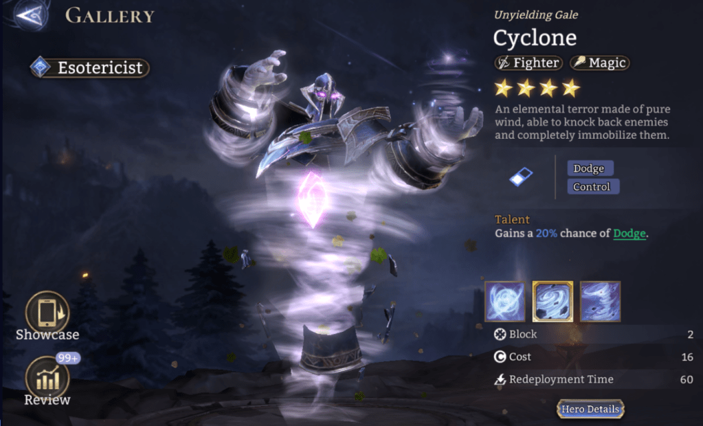 Esotericist, CYclone, Fighter, Magic, Dodge, Control, Stun, Curse, Epic, 