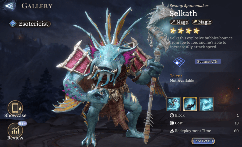 Esotericist, Selkath, Mage, Magic, Enchanted Bubble, ATK Spd Increase, Immobilized State, Epic, 